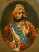 Early 20th Century Indian School, a head and shoulders portrait of a Maharajah, oil on canvas,
