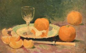 J. Wright (late 19th/Early 20th Century), a still life study of oranges, oil on panel, signed, 7.