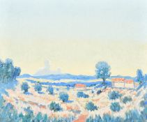 Norman Lloyd (1894-1983) Australian, cottages in colourful French landscape, oil on board, 20