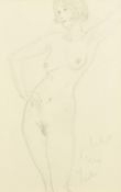 Kanwaldeep Singh Kang, signed Nicks (1964-2007) British, A standing female nude, pencil, signed,