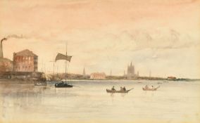 Attributed to John Christian Schetky (1778-1874) A river landscape, thought to be a Cotton Mill on