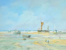 Hagop Kasparian (20th Century) 'On the banks of the Orwell, Suffolk', oil on canvas, signed, label