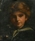 19th Century School, a head study of a child, oil on canvas, 14.5