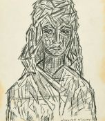 Jacques Villon (1875-1963), a head study of lady, pencil, signed, 8