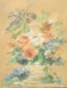 Continental School, circa 1900, a suite of three watercolours of still life paintings of flowers,