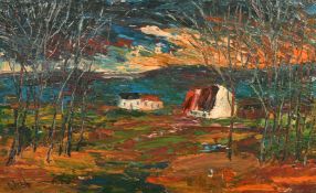 20th Century, cottages in a landscape, signed 'Webb', oil on board, 15