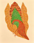 Ram Singh Urveti (b. 1970) Indian Gond Artist, a bird surrounded by foliage, gouache, signed, 14