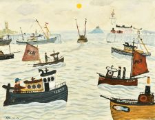 Alan Furneaux (b. 1953) British, 'Newlyn Harbour 2018', oil on board, signed and also inscribed