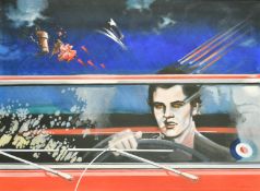 Syd Brak (20th Century) 'Elvis at the wheel', oil on canvas, signed, 30