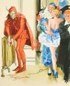 Mid-20th Century, A fancy dress party, watercolour, 13