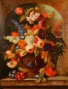 G. Wabarwick, (20th Century) A still life of mixed flowers in an urn, oil on canvas, signed, 40