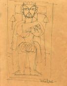 Jamini Roy (1887-1972) Indian, a sketch of a male figure, ink, signed, 8.25