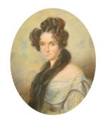 Mid-19th Century English School, a head and shoulders study of a lady, pastel, 17