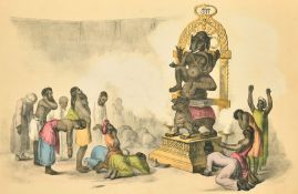 After Joseph Friedrich Josenhans, a collection of six lithographs of Indian scenes from '