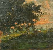 George Boyle, Cattle at sunset, oil on panel, initialled, 6.25