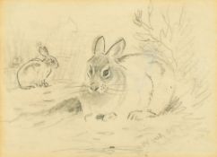 Archibald Thorburn (1860-1935) British, a study of two rabbits, pencil, 3.75