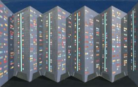 Manner of Patrick Hughes, A Reverspective Composition, 3D wall sculpture construction, oil,