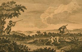J. June, A set of four 18th Century line engravings of shooting subjects, each 6.5