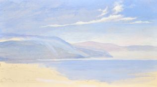 Circle of William Turner of Oxford, View of a bay and a sky or sea study verso, watercolour and