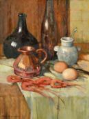 Mary Remington (1910-2003) British, 'Preparing the Meal, oil on board, signed, 18.5