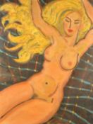Kanwaldeep Singh Kang, signed Nicks (1964-2007) British, A blonde female nude, oil on board,