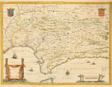 Willem Blaeu, Andaluzia Continens Sevillam et Cordubam, a 17th Century hand coloured map, 18