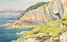 Thomas Adolphus Falcon (1872-1944) British, Seascapes and landscapes, watercolours, three initialled