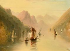 J. B. Pyne (19th Century), 'Italian Lake', oil on panel, signed and inscribed No. 25, 10.5