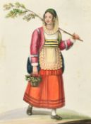 Mid-19th Century Italian School, a group of three watercolours of Italian provincial costumes, 7.25