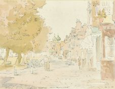 Peter Jones, A view from Richmond Bridge and Richmond Theatre, ink and wash, both signed,