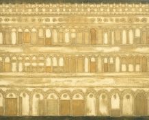 Valerie Thornton, A facade, coloured etching and aquatint, numbered 9/50 and signed in pencil, 15.