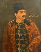 20th Century Persian School, A portrait of Massud Mirza, oil on canvas, signed in Arabic script, 25