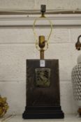 A Chinese hardstone lamp base.