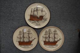 Three commemorative plates for HMS Victory and the Mary Rose.