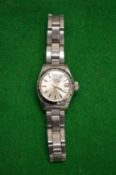 A ladies Tudor Oyster date stainless steel wristwatch.