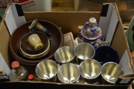 A turned wood bowl, eau de cologne and other collectables.