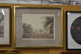 Engraving of Dog keepers, colour engraving.