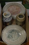 Two early nursery plates and two other items.