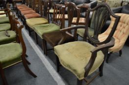 Four various 19th century mahogany dining chairs, one with arms.