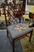 A Chinese Chippendale style mahogany single dining chair.