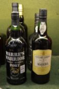Various port, madeira etc, six bottles.