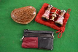 Opera glasses and purses.