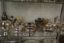 A quantity of plated items to include decanter coaster, cocktail shaker, sauceboats etc.