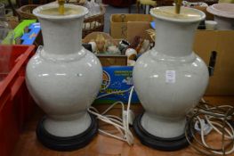 A pair of Chinese style crackle glaze lamp bases.