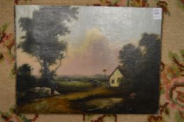 Rural scene, oil on board, unframed.