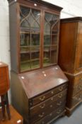 Georgian style mahogany bureau bookcase.