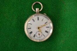A Ladies silver cased fob watch with enamel dial.