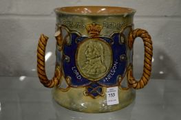 A Royal Doulton large tyg commemorating Lord Nelson (handle af).