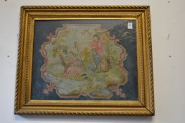A woolwork tapestry picture in a gilt frame.