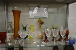 A collection of decorative glassware.